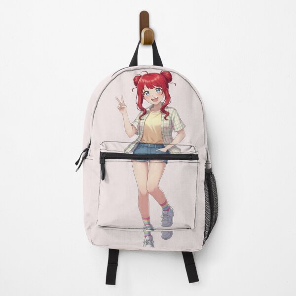 Item preview, Cheerful Anime Girl – Cute Red-Haired Anime Character Illustration designed and sold by Y-MOONSTAR.