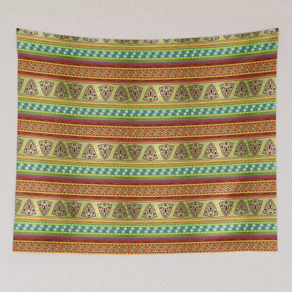 Item preview, African Geometric Print Brown Red Green Stripes Geometric Pattern designed and sold by funnytshirtemp.