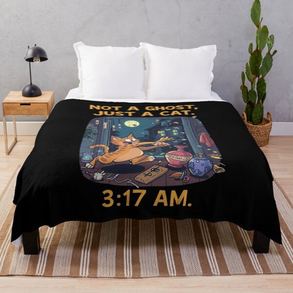 Item preview, Not A Ghost, Just A Cat. 3:17 AM Funny Gifts For Cat and Horror Lovers designed and sold by PaulaArtworks.
