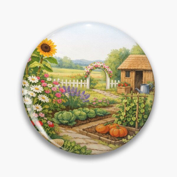 Item preview, Flower and Vegetable Garden in Summer designed and sold by PrimoseDays.