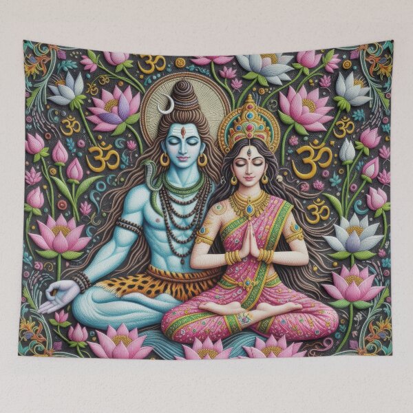 Item preview, Shiva Parvati Meditation with Lotus and Om designed and sold by ApproachingZion.