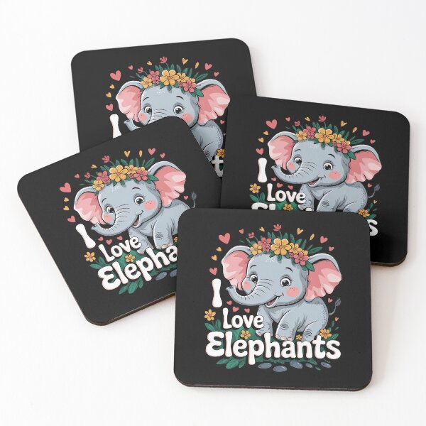 Item preview, I Love Elephants Cute Floral  designed and sold by MarkLeedsArt.