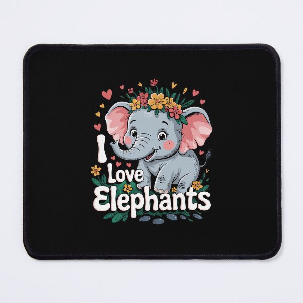 Item preview, I Love Elephants Cute Floral designed and sold by MarkLeedsArt.