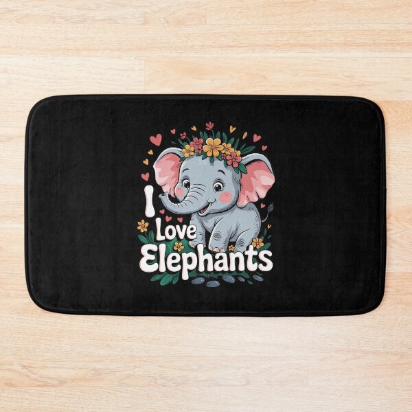 Item preview, I Love Elephants Cute Floral  designed and sold by MarkLeedsArt.