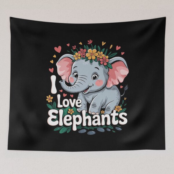 Item preview, I Love Elephants Cute Floral  designed and sold by MarkLeedsArt.