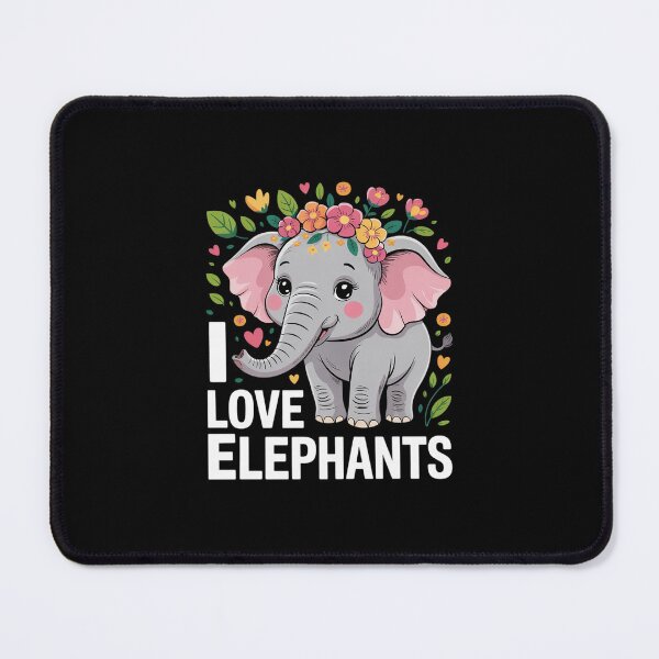 Item preview, I Love Elephants Cute Floral designed and sold by MarkLeedsArt.