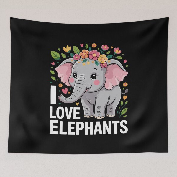 Item preview, I Love Elephants Cute Floral designed and sold by MarkLeedsArt.