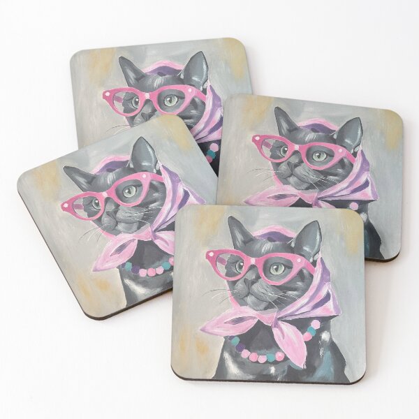 Item preview, Fashionable cat painting with glasses designed and sold by Studiochicart.
