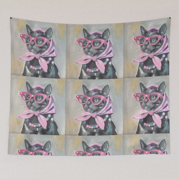 Item preview, Fashionable cat painting with glasses designed and sold by Studiochicart.