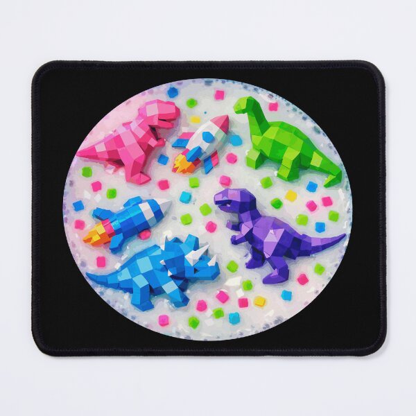 Item preview, Colorful Low-Poly Dinosaurs – Glittery Prehistoric Fun designed and sold by Mikoff04-arts.