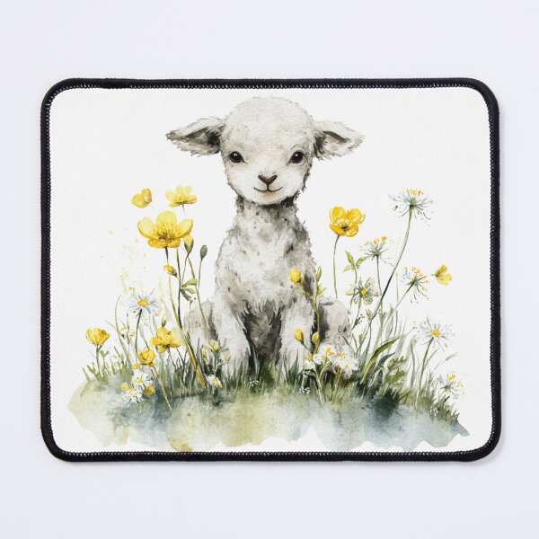 Item preview, Vintage Watercolor Baby Lamb with Buttercups - Raising Roses Art designed and sold by RaisingRosesArt.