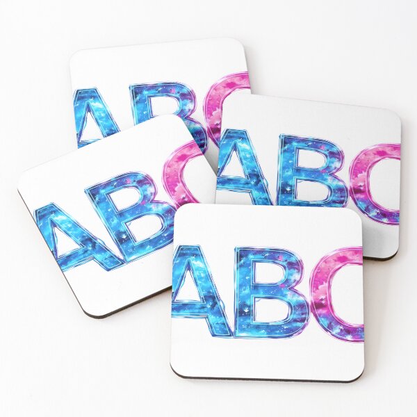 Item preview, Vibrant galaxy letters ABC in blue and pink hues designed and sold by Creative88Art.