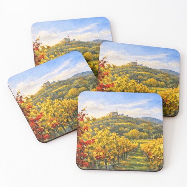 Item preview, Autumn magic at Hambach Castle – watercolor vineyards designed and sold by paelzerbu93.