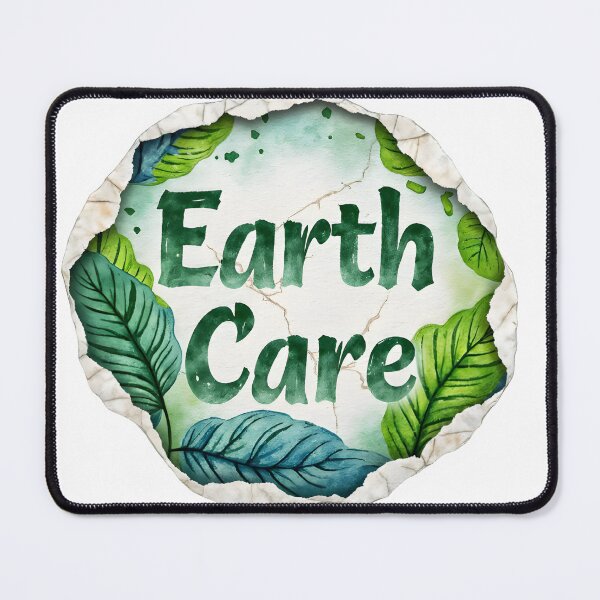Item preview, Earth Care logo with green leaves on cracked stone background designed and sold by Creative88Art.
