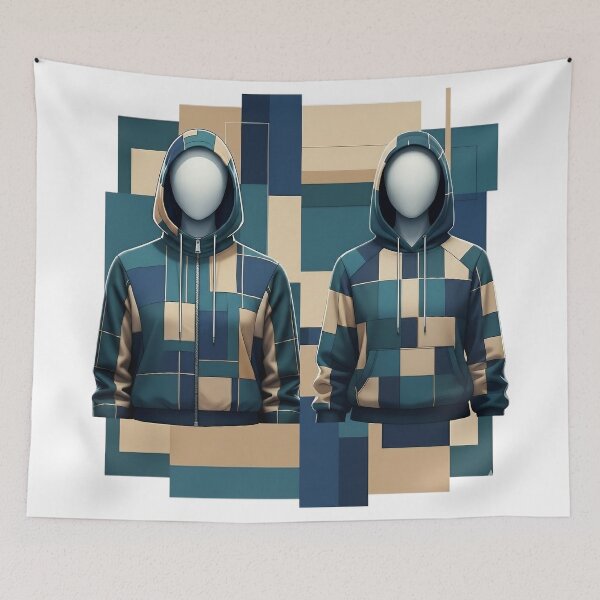 Item preview, Abstract Geometric Patchwork Hooded Figures Art Print designed and sold by FUIRY .