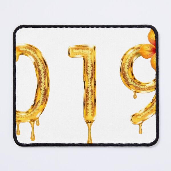 Item preview, Golden honey dripping numbers with tropical flowers decoration designed and sold by Creative88Art.