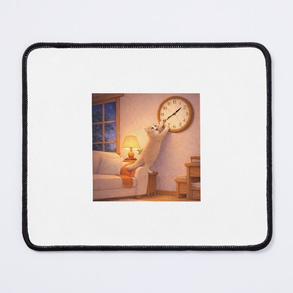 Item preview, Mischievous Cat Changing the Clock at Night designed and sold by LovelyCatGalaxy.