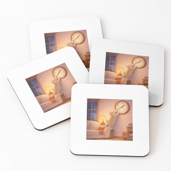 Item preview, Mischievous Cat Changing the Clock at Night designed and sold by LovelyCatGalaxy.