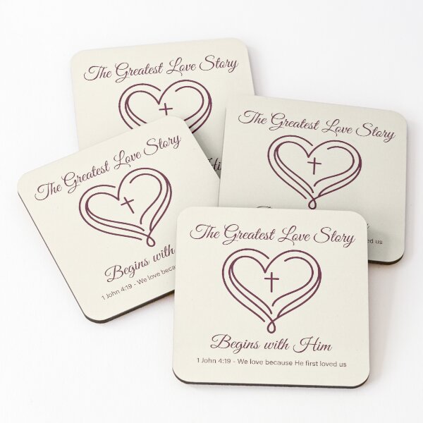 Item preview, Greatest Love Story Christian Valentine Jesus First Faith Minimalist 1 John 4:19 designed and sold by Maxbevier.