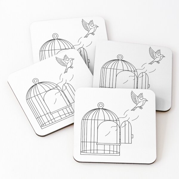 Item preview, Bird Fleeing Cage – Minimal Line Art of Liberation designed and sold by KivaroArt.
