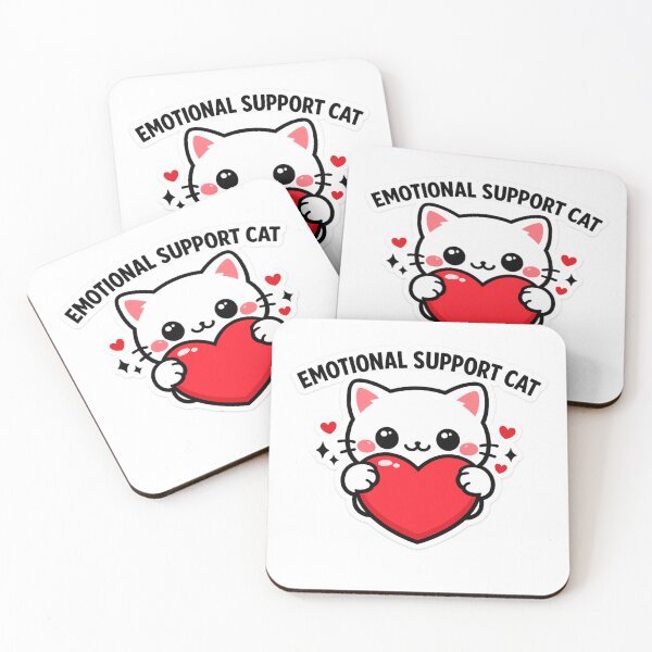 Item preview, Emotional Support Cat Sticker – Cute Kawaii Cat Hugging Heart | Mental Health Comfort Meme designed and sold by QuirkyCartel.