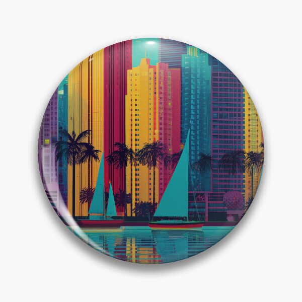 Item preview, Miami Art Deco Sailboat Skyline designed and sold by SkylineVistas Designs.