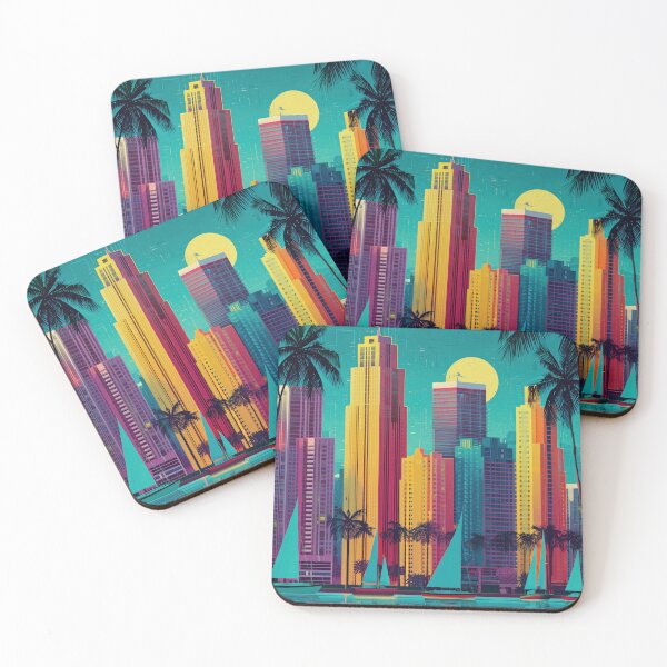 Item preview, Miami Art Deco Sailboat Skyline designed and sold by SkylineVistas Designs.