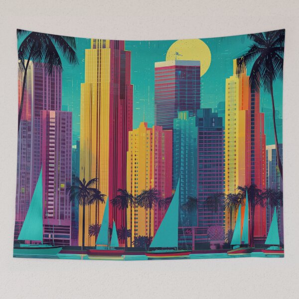 Item preview, Miami Art Deco Sailboat Skyline designed and sold by SkylineVistas Designs.