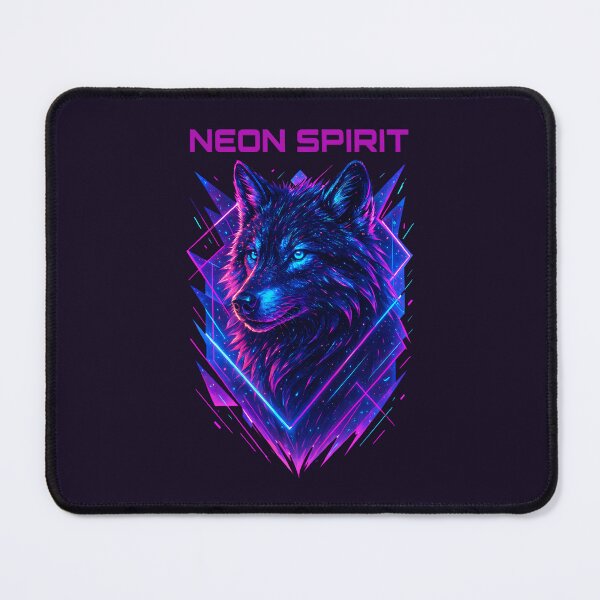 Item preview, Neon Spirit Cyber Wolf Galactic Synthwave Pulse designed and sold by MarCinu Art.