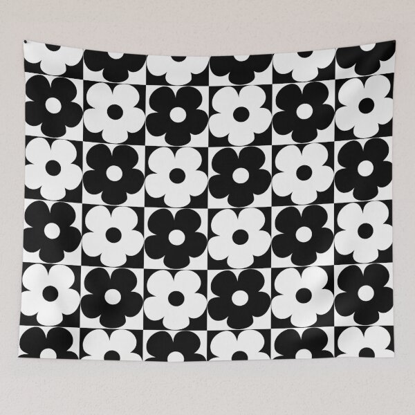 Item preview, 60's Retro Vintage Pop Flowers in Black and White designed and sold by MellowCat.