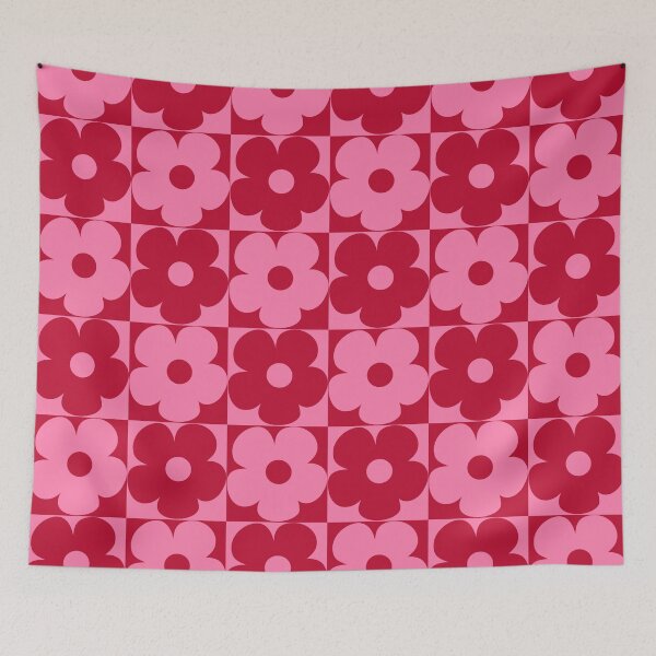 Item preview, 60's Retro Vintage Pop Flowers in Pink and Red designed and sold by MellowCat.