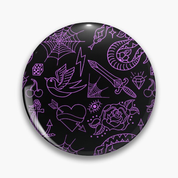 Item preview, Lilac Tattoo Flash Style Pattern designed and sold by kitschandkawaii.