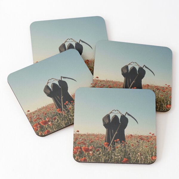 Item preview, Love You to Death: Grim Reaper Heart Hands in Poppy Field designed and sold by AgingeR.