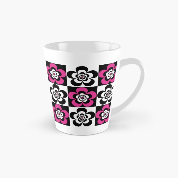 Item preview, 60s 70s Retro Psychedelic Mod Flowers in Black, White and Pink designed and sold by MellowCat.