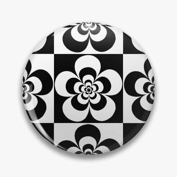 Item preview, 60s 70s Retro Psychedelic Mod Flowers in Black and White designed and sold by MellowCat.