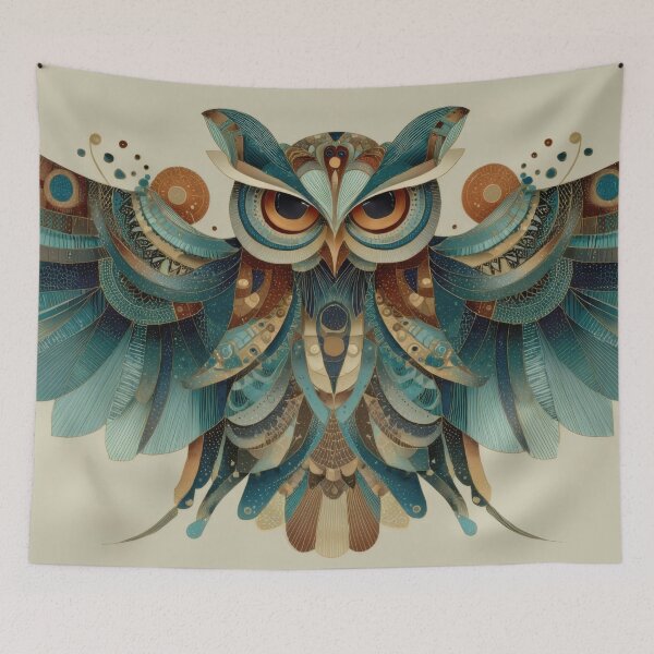 Item preview, Colorful owl with detailed feathers designed and sold by anytka.