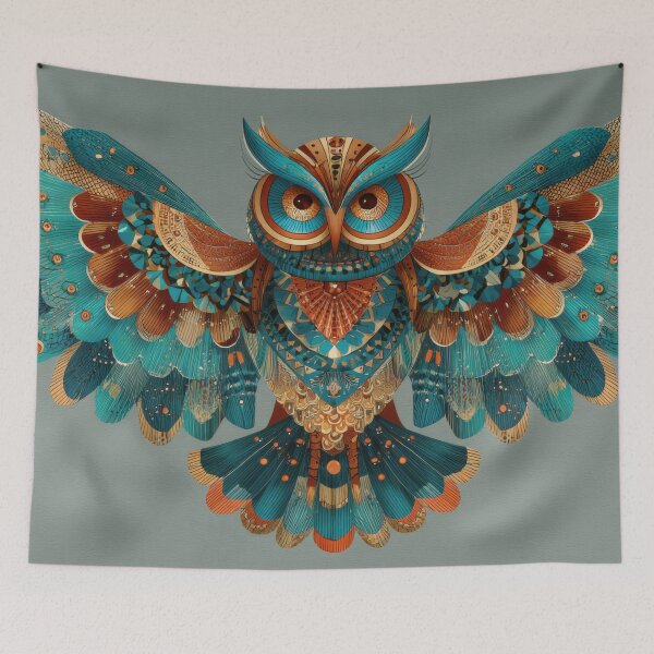 Item preview, Colorful owl with spread wings designed and sold by anytka.