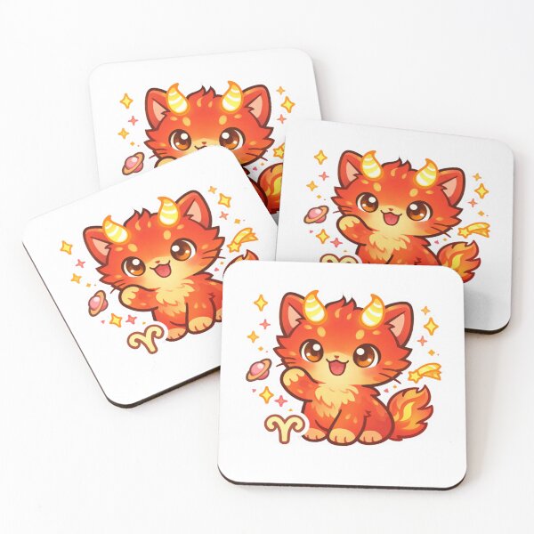 Item preview, Cute Aries Zodiac Fire Cat Aesthetic Illustration designed and sold by Silentbow.