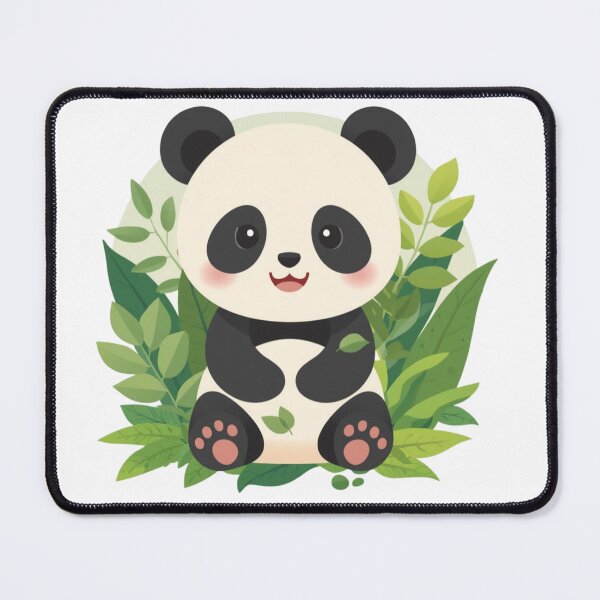 Item preview, Cute Panda Sitting with Green Leaves – Kawaii Nature Panda Illustration designed and sold by snaperos.