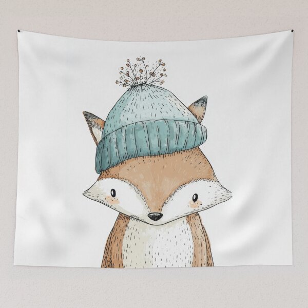 Item preview, Floral hat on a fox designed and sold by anytka.