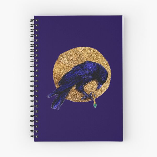 Item preview, Edgar Allen Poe Watercolor Raven With Emerald Pendulum And Textured Gold Full Moon designed and sold by Monica Laipple.