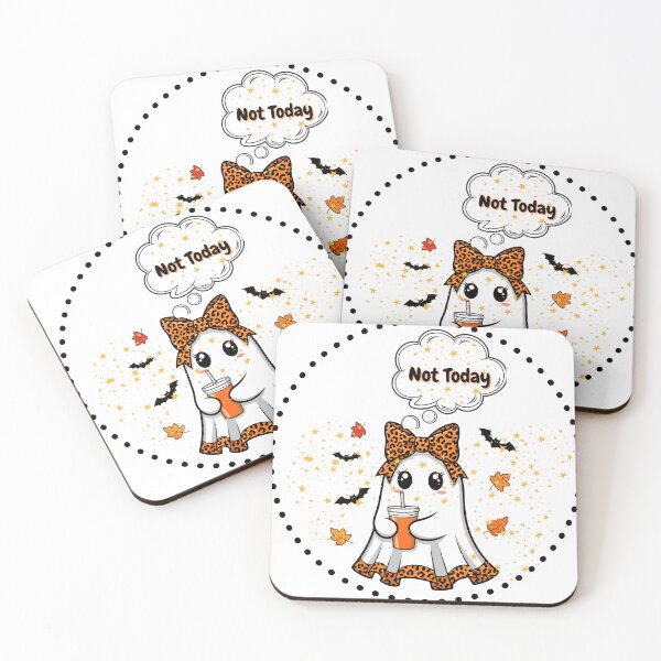 Item preview, Not Today Ghost with Leopard Bow and Coffee designed and sold by racheli147.