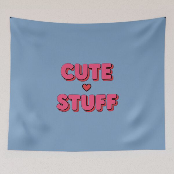 Item preview, Retro Aesthetic "Cute Stuff" Pink Heart Typography Design designed and sold by InkWeaveShop.