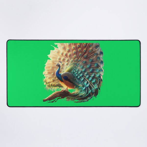 Item preview, White & Colorful Peacock Label – Front & Side View with Fan-Shaped Tail designed and sold by PaintMeWorld.