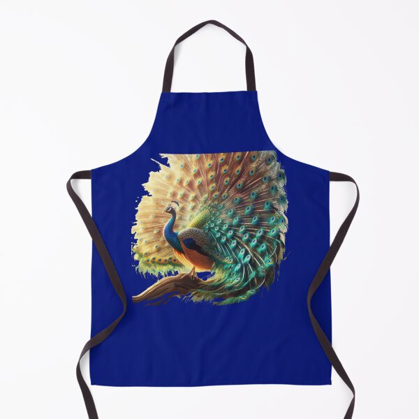 Item preview, White & Colorful Peacock Label – Front & Side View with Fan-Shaped Tail designed and sold by PaintMeWorld.