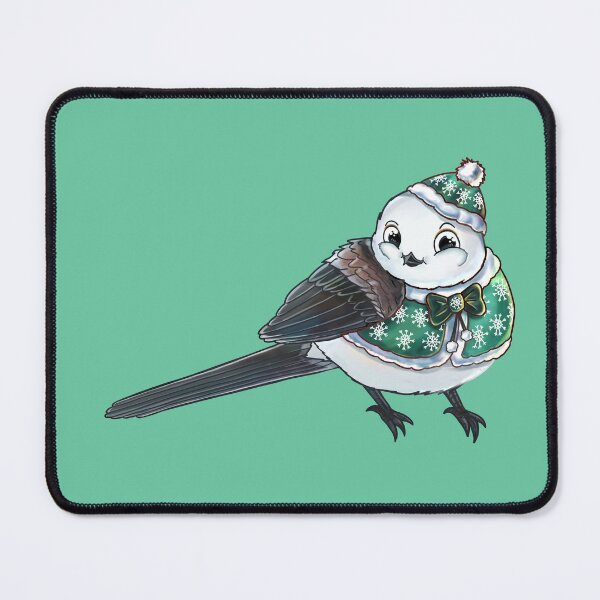 Item preview, Cute Long Tailed Tit With Green Winter Clothes designed and sold by elizasunnycolor.