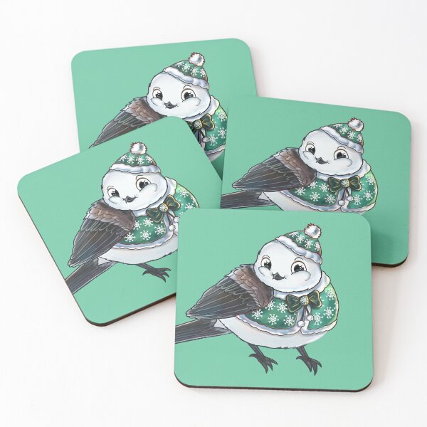 Item preview, Cute Long Tailed Tit With Green Winter Clothes designed and sold by elizasunnycolor.