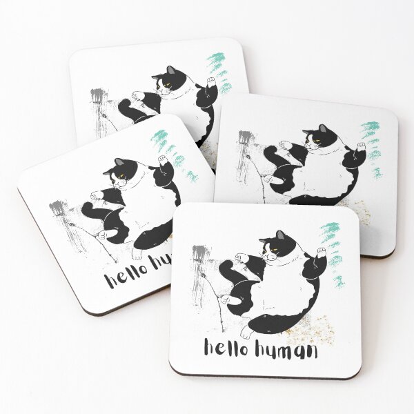 Item preview, Chubby Black and White Cat Kicking with Attitude – Funny Bold Cat Illustration designed and sold by Aura Design.