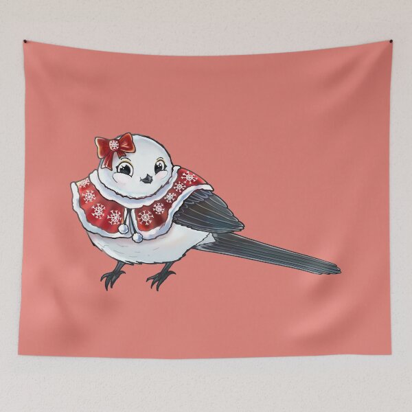 Item preview, Cute Long Tailed Tit With Red Winter Clothes designed and sold by elizasunnycolor.