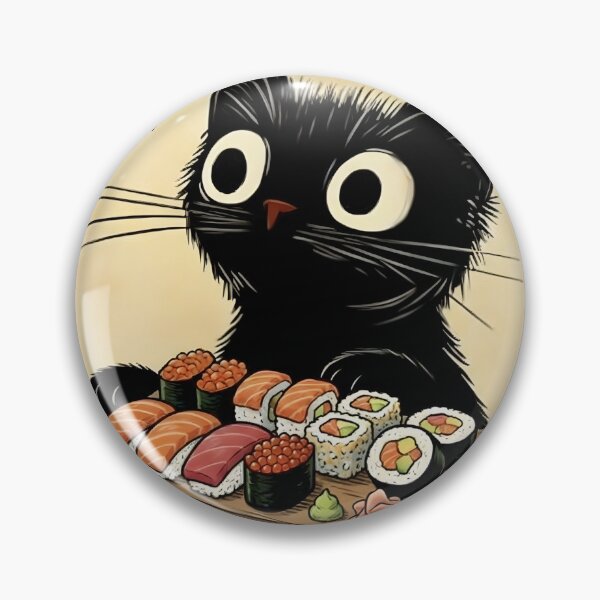 Item preview, Cute Cat Eating Sushi - “Love” (愛) Japanese-Inspired Cat Illustration designed and sold by Fluidic-Space.